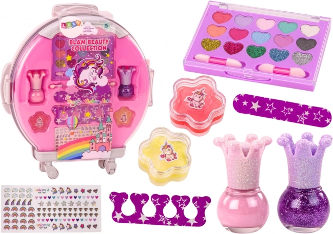 Valisette cosmétique pour enfants pour maquillage et ongles, rose, 12 pièces