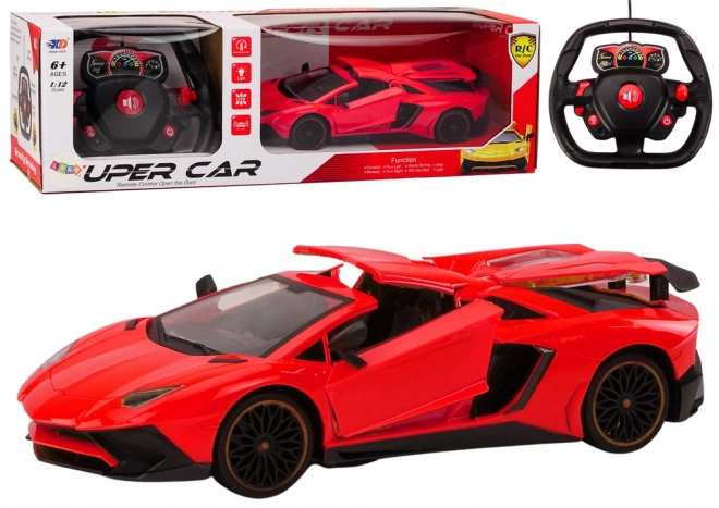 Voiture de course télécommandée 1:12 avec portes ouvrantes rouge
