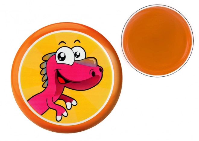 Assiette volante avec dinosaure orange 20 cm