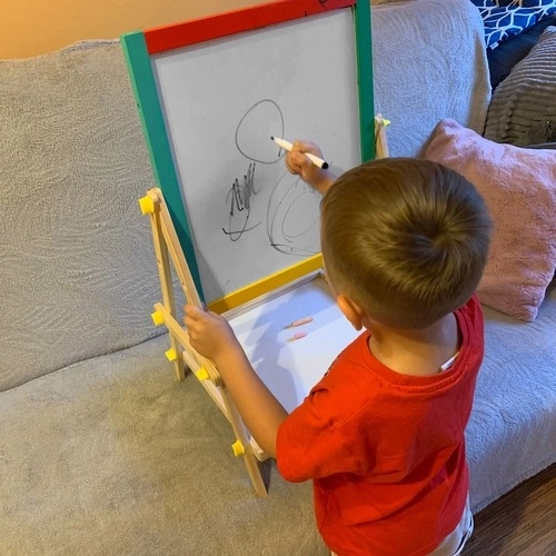 Tableau double face en bois pour enfants