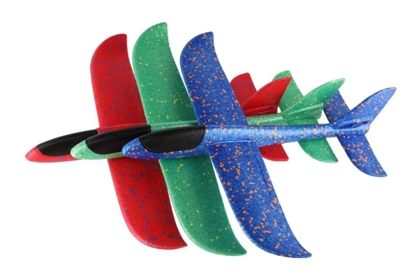 Avion planeur modèle en mousse 47cm 3 couleurs sur carte