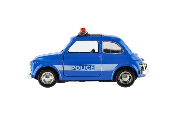 Voiture de police rétro 11cm en métal/plastique à rétrofriction sur batterie avec lumière 4 types