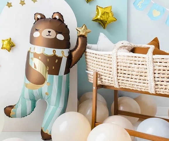 Ballon en feuille avec ours en peluche 72 x 104 cm