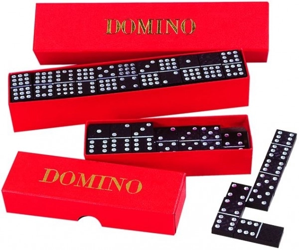 Domino jeu de société bois 28 pièces en boîte 15,5x3,5x5cm