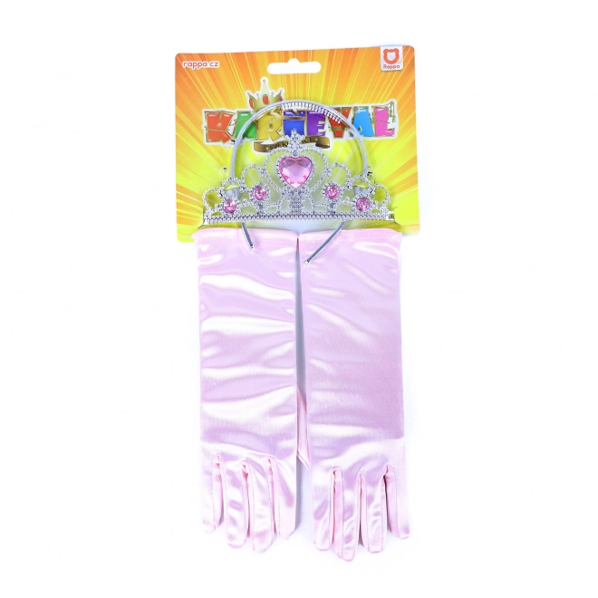 Ensemble princesse gants roses et couronne