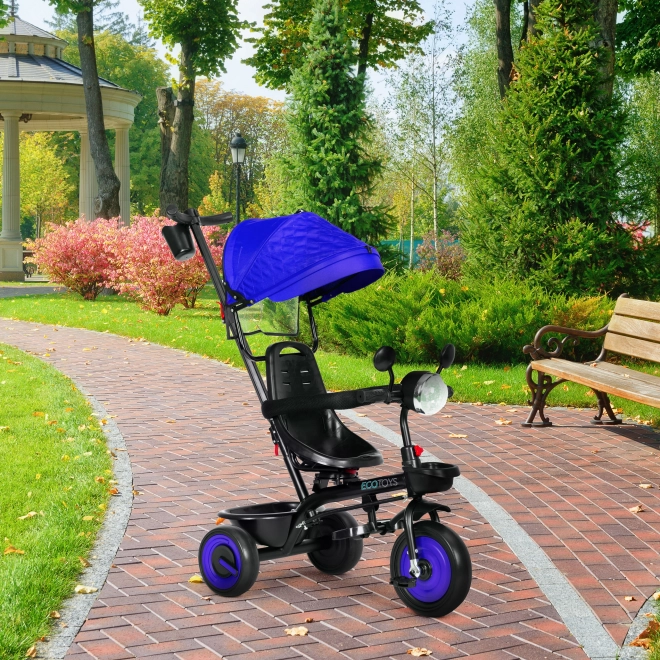 Tricycle pour enfants 3en1 avec siège pivotant, toit, bleu, ECOTOYS