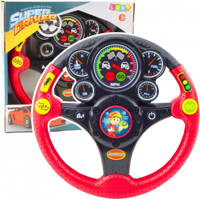 Volant interactif pour enfants avec effets sonores, lumineux et vibrations - rouge