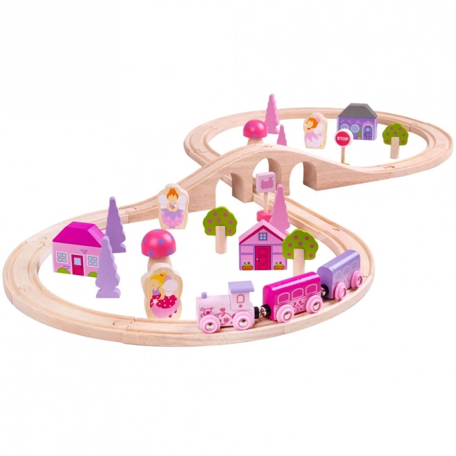 Bigjigs Rail Circuit de train en bois en huit pour princesses 35 pièces