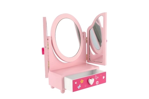 Coffret à bijoux avec miroir Princess à 3 tiroirs bois 16x25x8cm en boîte