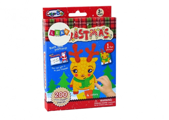 Ensemble d'autocollants Renne de Noël en mosaïque DIY colorée