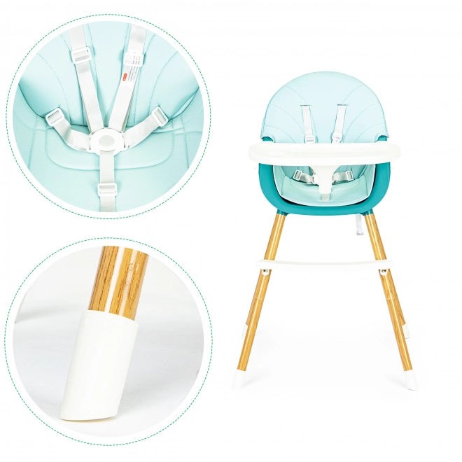 Chaise haute 2 en 1 Ecotoys turquoise