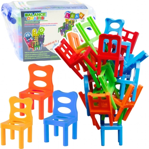 Jeu d’adresse Chaises en équilibre 36 pièces colorées
