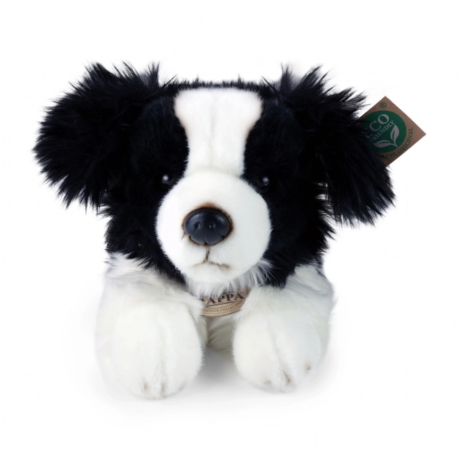 Chien en peluche border collie allongé 30 cm ÉCOLOGIQUE