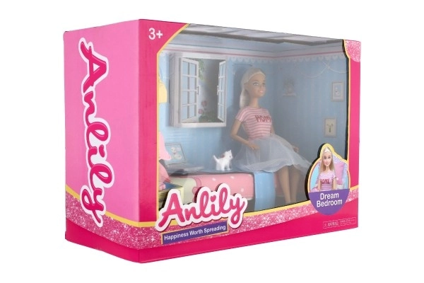 Poupée Anlily articulée avec chambre en plastique 26cm avec accessoires dans boîte 37x27x17cm