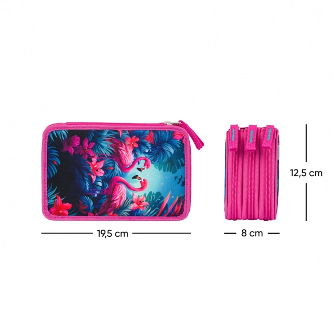 BAAGL Trousse scolaire trois étages Flamants roses