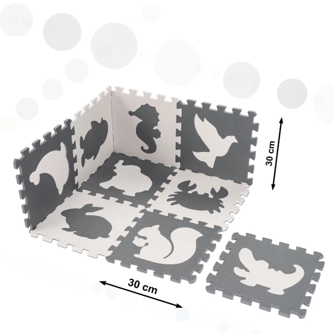 Puzzle en mousse contrastée avec animaux - 9 pièces