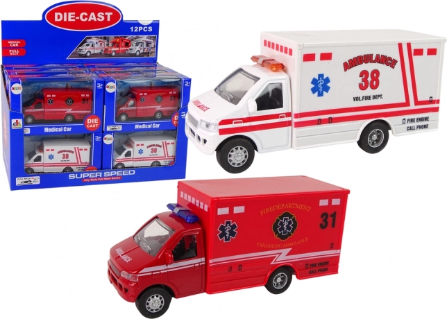 Véhicule de secours Ambulance à friction, 2 couleurs