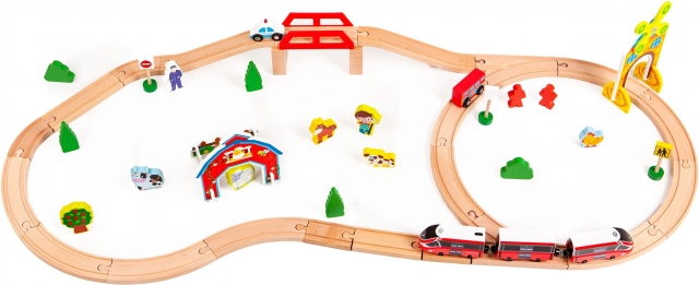 Chemin de fer en bois à piles - Ferme Ecotoys