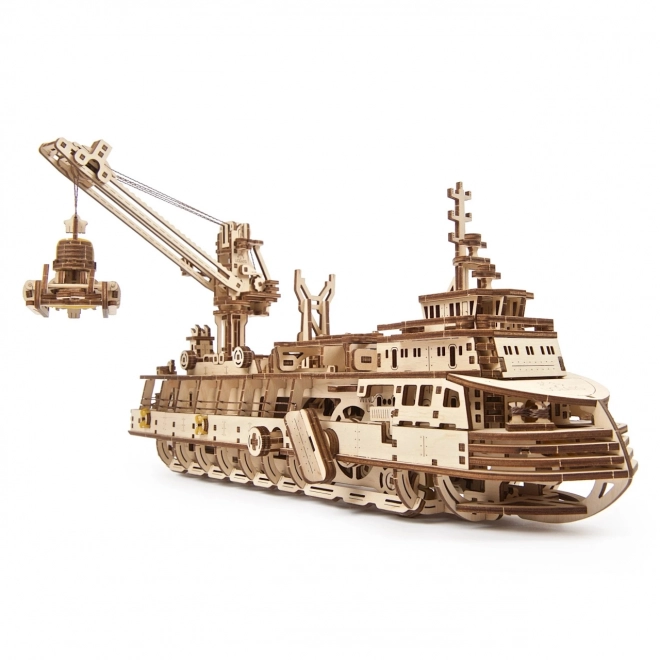 Ugears puzzle 3D - Bateau à vapeur d'exploration 575 pièces