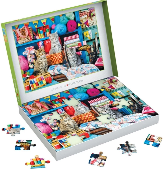 Puzzle EUROGRAPHICS Connecting Pieces Tricot félin 48 pièces