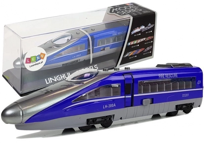 Train Pendolino avec tensionneur bleu avec son et lumières