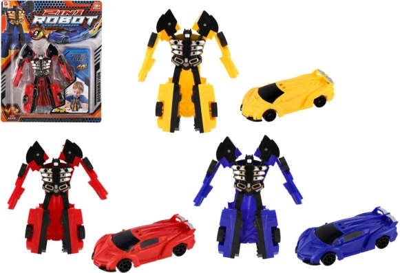 Robot transformable – voiture 14 cm, plastique, 3 couleurs