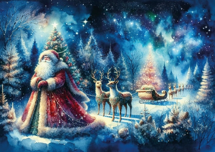 Puzzle Père Noël sous le Ciel Nordique 260 pièces