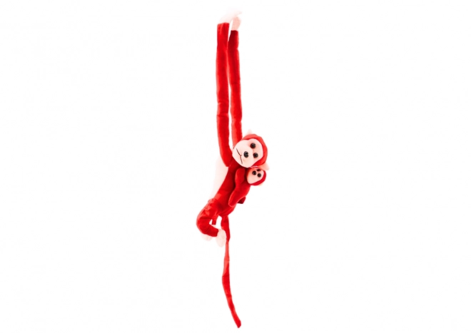 Singe en peluche avec bébé rouge 90 cm