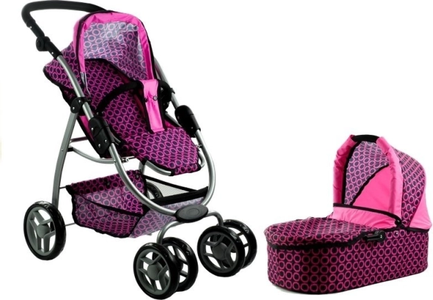 Poussette pour poupées Alice 2 en 1 avec nacelle et version canne