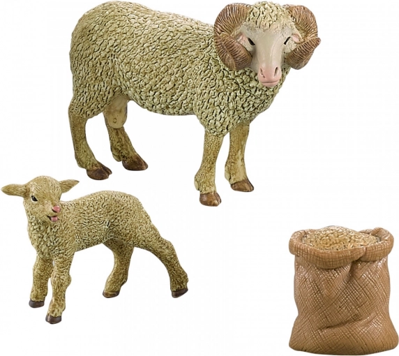 Ensemble avec bélier, agneau et sac