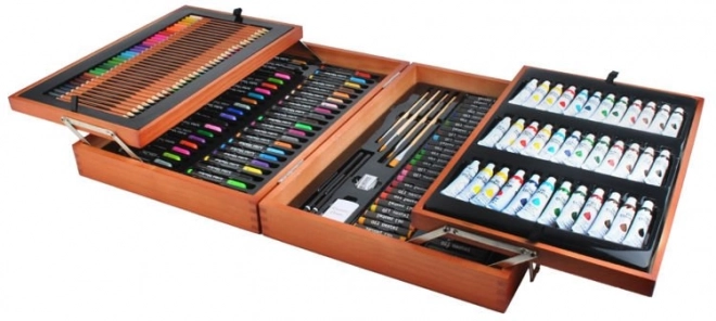 Grande trousse en bois pour petits artistes 174 pièces