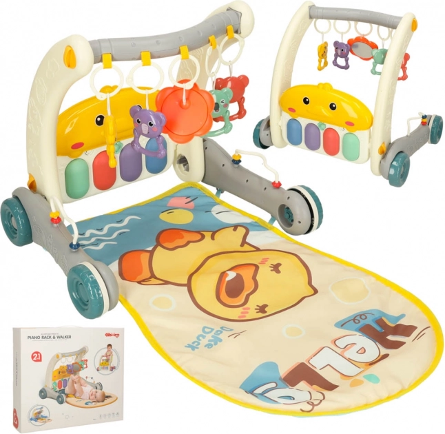Tapis d’éveil 2-en-1 et trotteur avec piano Bibi-inn – Gris