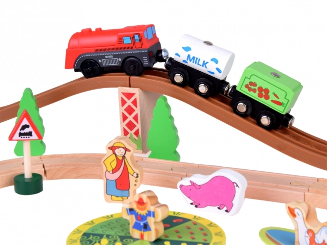 Ensemble de Train en Bois Ferme pour Enfants
