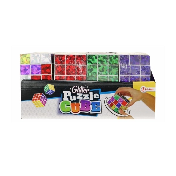 Cube de puzzle pliable en plastique scintillant 6,5x6,5cm dans un sac