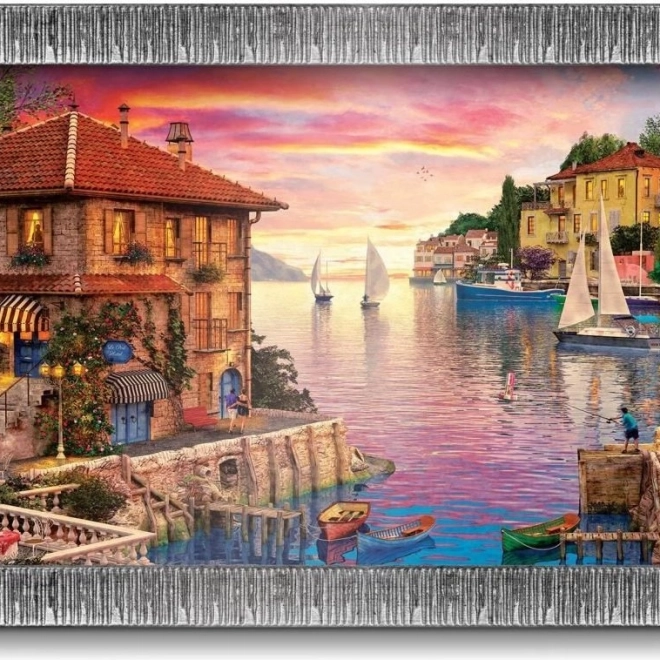 Puzzle avec cadre et colle Port méditerranéen 1000 pièces