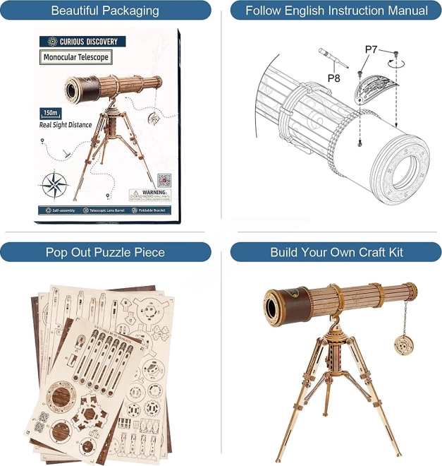ROBOTIME Rokr Modèle en Bois de Télescope Monoculaire