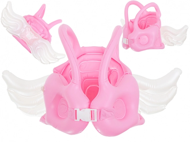 Gilet de nage gonflable rose avec ailes
