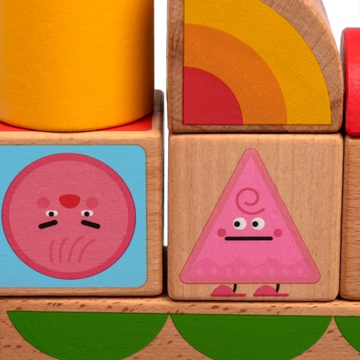 Pièces en bois colorées avec émotions