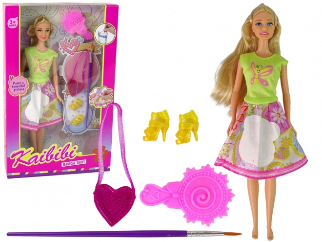 Poupée robe à peindre cheveux longs – blonde