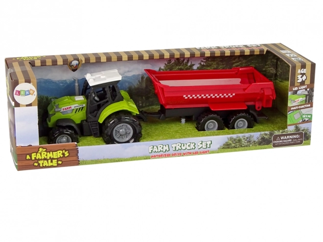 Tracteur vert avec remorque rouge Son