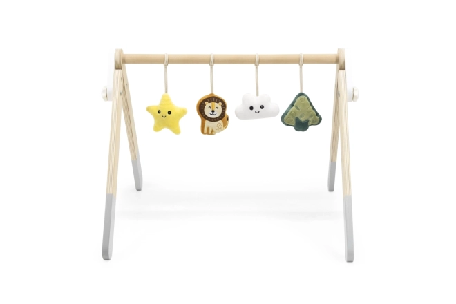 Portique en bois avec jouets