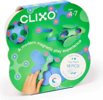 Puzzle magnétique Clixo Itsy, vert/bleu