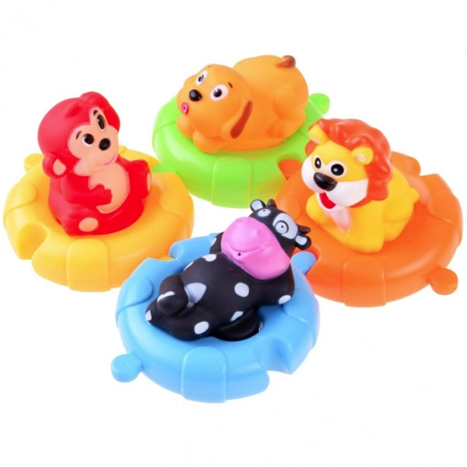 Animaux en caoutchouc sur puzzles flottants