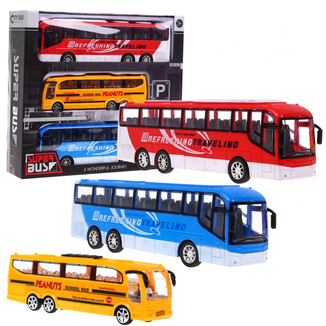 3 modèles de bus pour enfants 3+ Bus scolaire + Bus d'excursion + Couleurs vives
