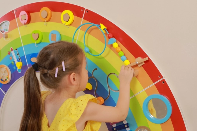 Panneau mural Montessori en bois - arc-en-ciel