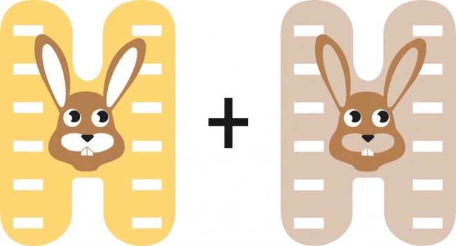 Lettre en bois H avec lapin