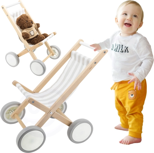 Viga poussette en bois pour poupées