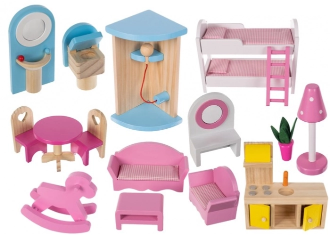 Maison de poupée en bois avec équipements 90 cm