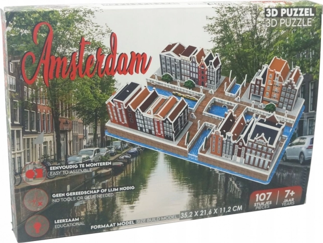Puzzle 3D Quartier des Canaux d'Amsterdam 107 pièces