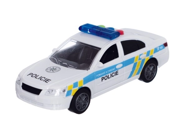 Voiture de police en plastique 15cm à piles avec son et lumière sur inertie en boîte 20x11x9cm